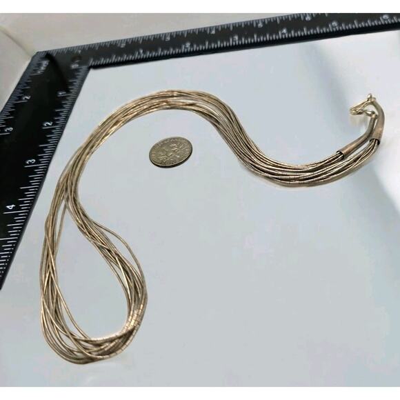 Liquid Silver Necklace 925 10 Strands 22" Marked Raising Sun Sterling Vintage - Picture 5 of 8